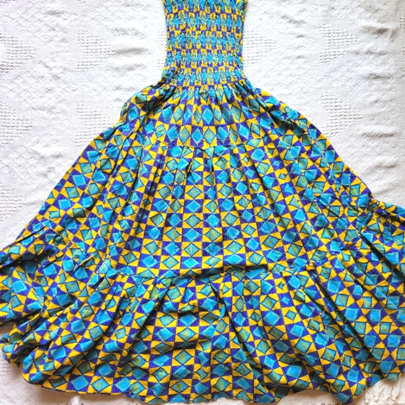 Geometric Vibrant Halter Top Adjustable Maxi Summer Dress - Picture 6 of 12